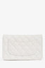 Pre-loved Chanel™ 2022+ White Quilted Caviar Leather CC Wallet on Chain