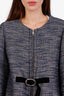 Sport Max Blue Cotton and Virgin Wool Belted Jacket Size 14