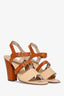 Chloe Tan/Cream Colourblock 2 Buckle Sandals Size 39.5