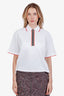 Burberry White Cropped Collar Zip Up Shirt Size M