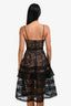 Self-Portrait Black/Nude Lace Tiered Strappy Dress Size 2