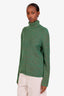 Gucci Green/Gold Metallic Ribbed Knit Turtle Neck Sweater Size M