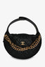Pre-loved Chanel™ 2022+ Black Leather Mini Bow Chain Hobo Bag