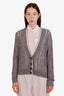 Brunello Cucinelli Grey Linen Open-Knit Sequin Cardigan Size M