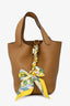 Hermès Tan Clemence Leather Pitcotin Lock 18 Bag with Twilly