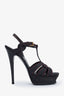 Saint Laurent Blue Denim Open Toe Platform Heels Size 38