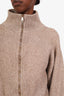 Brunello Cucinelli Grey Glitter Virgin Wool and Cashmere Cropped Zip Up Sweater Size M