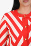 Gucci Red/White Wool Cotton Blend Diagonal Striped Cardigan Size M