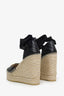Gucci Black Chevron Leather Marmont Espadrille Wedges Size 36.5