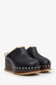 Hermès Black Leather Earth Mules Size 36