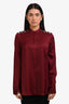 Alexander McQueen Burgundy Silk Bug Embellished Blouse Size 38