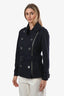 Burberry Brit Navy Wool Belted Raw Hem Coat Size 4
