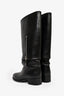 Pre-loved Chanel™ Black Leather CC Zipper Detail Riding Boots Size 38.5