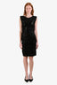 Alice + Olivia Black Velvet and Sequin Shoulder Pad Bodycon Dress Size 4