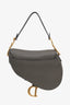 Christian Dior Olive Taupe Grained Calfskin Saddle Bag with Strap