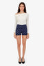 Miu Miu Blue Star Pattern Knit Shorts Size 40