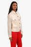 Brunello Cucinelli Cream Metallic Cotton Buttoned Jacket Size 36