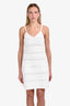 Pre-loved Chanel™ 21P White Crystal CC Embellishments Crochet Sleeveless Mini Dress Size 38