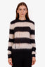 Saint Laurent Black/White Striped Mohair Distressed Sweater Size S