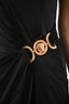 Versace Black Satin Plunge V-Neckline Medusa Detail Dress Size 38