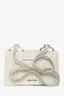 Miu Miu White Leather Embellished Buckle Lady Matelasse Shoulder Bag