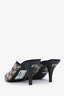Gucci Navy/Beige Canvas GG Supreme Crystal Embellished Heels Size 37