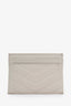 Saint Laurent Cream Grain de Poudre Matelasse Chevron Leather Card Holder