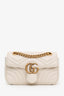Gucci White Leather Chevron Quilted Small GG Marmont Crossbody Bag