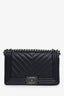 Pre-loved Chanel™ 2018-19 Black Chevron Leather Medium Boy Bag
