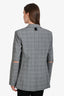 Tibi Grey Wool Check Single-Breasted Cut-Out Sleeve Blazer Size 4