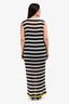 Issey Miyake Black/White Striped Sleeveless Maxi Dress Size L
