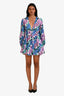 Zimmermann Purple Linen Floral V-Neck Long Sleeve Romper Size 2