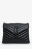 Saint Laurent Black Chevron Leather Medium Loulou Bag