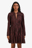 Ulla Johnson Brown Pink Metallic Stripe Cotton Mini Dress Size 4