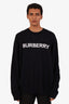 Burberry Navy Logo Linen Cotton Long Sleeve Sweater Size XL Mens
