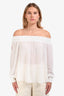 Ramy Brook White Sheer Off-the-Shoulder Long Sleeve Top Size M/L