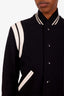 Saint Laurent Black Wool-Blend Varsity Teddy Jacket Size 36