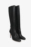 Jimmy Choo Black Grained Calfskin Knee High Heeled Boot Size 41