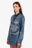 Diesel Blue Denim Leather Trim Jacket Size S