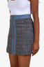 Sandro Blue Denim/Multi Houndstooth Zip Mini Skirt Size 34