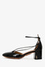 Aquazzura Black Patent Strappy Kitten Heels Size 38