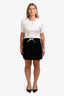 Miu Miu 2018 Black Striped Logo Side Mini Skirt Size M