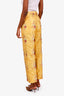 Gucci Yellow Flower Embroidered Silk Straight Leg Pants Size Large