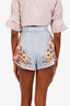 Zimmermann Blue Floral 'Lexi' Belted Shorts Size 00