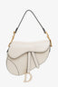 Christian Dior 2023 Ivory Leather Medium Saddle Bag with Leather Strap