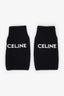 Celine Black Wool Ribbed Knit Fingerless Gloves Size M