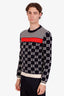 Gucci Navy/White Cotton GG Logo Crewneck Sweater Size S Mens