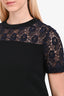 A.L.C. Black Crepe/Navy Blue Lace Short Sleeve Mini Dress Size 6