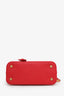 Balenciaga Red Grained Calfskin M Ville Top Handle Bag with Strap