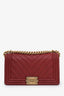 Pre-loved Chanel™ 2018-19 Burgundy Chevron Quilted Leather Medium Boy Bag GHW